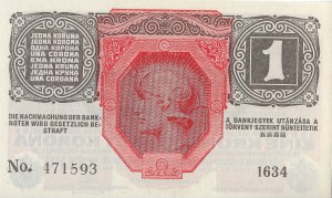 AUSTRIA UNGHERIA 1 corona 1916 francobollo per DEUTSCHÖSTERRREICH 1634 No.471593