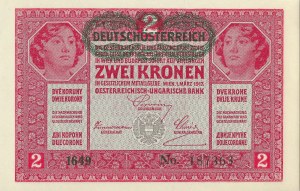 Republika NIEMIECKA-AUSTRIA 2 korony 1917 znaczek DEUTSCHÖSTERRREICH 1649 nr 187363