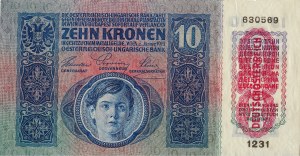 Republik DEUTSCH-ÖSTERREICH 10 Kronen 1915 Briefmarke DEUTSCHÖSTERRREICH 1231 Nr.630569