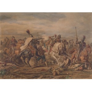 Feliks Sypniewski (1830 Varsavia-1902), Scena di battaglia, 1882.
