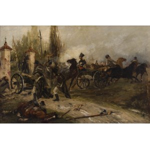 Artist unspecified (2nd half of 19th century), Defense of St. Lawrence Church in Wola during the November Uprising