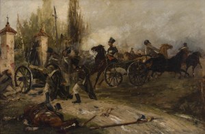 Artist unspecified (2nd half of 19th century), Defense of St. Lawrence Church in Wola during the November Uprising