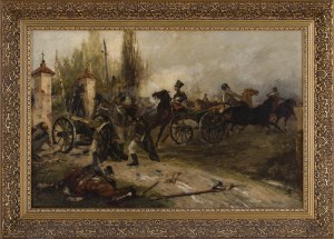 Artist unspecified (2nd half of 19th century), Defense of St. Lawrence Church in Wola during the November Uprising