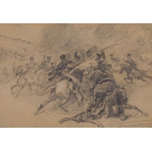 Antoni Trzeszczkowski (1902 Varsovie-1974 ibid.), Bataille pour la bannière - un épisode des guerres napoléoniennes