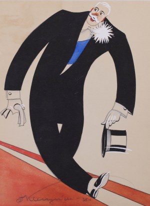 Tadeusz Kleczynski (20th century), Caricature of Ignacy Moscicki, 1935.