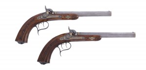 Paire de pistolets de duel dans un étui, Tadeusz Wisniowiecki, Lvov vers 1850.