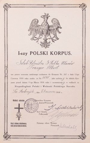 Odznak a miniatúra poľského prvého zboru