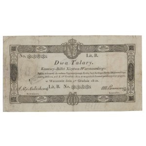 Pokladničný lístok Varšavského kniežatstva - 2 toliare, 1810.