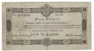 Pokladničný lístok Varšavského kniežatstva - 2 toliare, 1810.