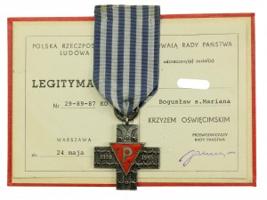 Repubblica Popolare di Polonia, croce di Auschwitz con carta d'identità del 1989 (321)