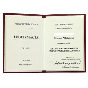 III RP, Krzyż Komandorski Orderu Odrodzenia Polski, III klasa z pudełkiem i legitymacją 1997 (607)