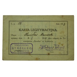 Towarzystwo Strzelec w Krakowie - Karta legitymacyjna 1913 r. (731)