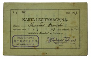 Société des tirailleurs de Cracovie - Carte d'identité 1913. (731)