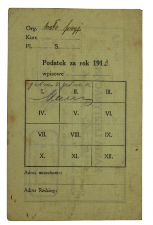 Riflemen's Society of Krakow - Identity card 1913. (731)