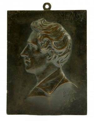 Juliusz Słowacki plaketa, signováno C.M. [Czesław Makowski] 1902 (6)