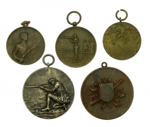 II RP, sada střeleckých medailí, Kielce 1928-1929. Celkem 5 ks. (211)