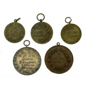 II RP, ensemble de médailles de tir, Kielce 1928-1929, 5 pièces au total. (211)