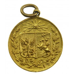 Vlastenecký medailon, znak Polska a Litvy z listopadového povstání - zlatý (591)