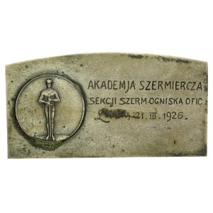 Plakieta Akademia Szermiercza Sekcji Szermierczej Ogniska Oficerskiego, Lwów 1926 r. (658)