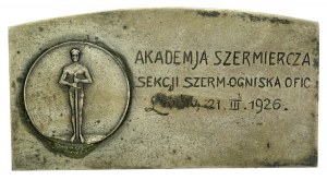 Plakieta Akademia Szermiercza Sekcji Szermierczej Ogniska Oficerskiego, Lwów 1926 r. (658)