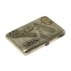 Silver cigarette case with gold overlays (757)