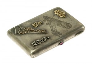 Silver cigarette case with gold overlays (757)