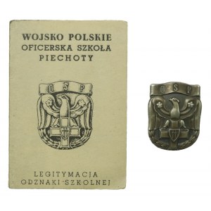 People's Republic of Poland, Infantry School Officer's Badge with a 1948 ID card (943)