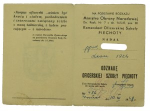 Poľská ľudová republika, Odznak dôstojníkov pechotnej školy s preukazom z roku 1948 (943)