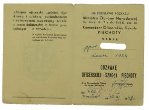 Polská lidová republika, Odznak důstojníků pěchotní školy s průkazem z roku 1948 (943)