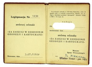 Polská lidová republika, Cena za zásluhy o geodézii a kartografii s průkazem 1964 (959)