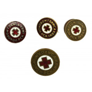 PRL, PCK Set de badges de donneur de sang honoraire. Total de 4 pièces. (960)