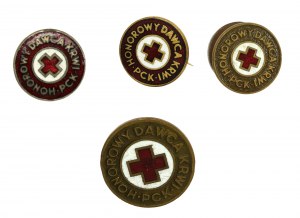 Set di distintivi per donatori onorari di sangue PRL, PCK. Totale 4 pezzi. (960)
