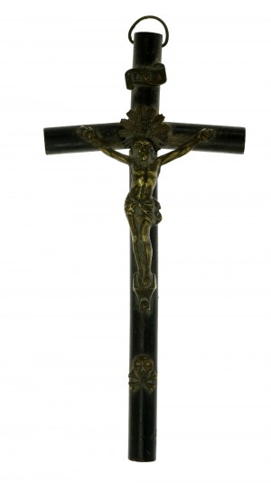 Volkstrauer, schwarzes Kreuz mit Christus 19. Jahrhundert (544)