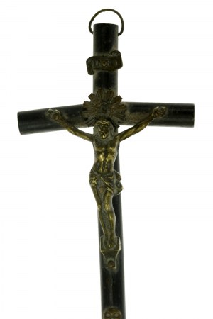 Volkstrauer, schwarzes Kreuz mit Christus 19. Jahrhundert (544)