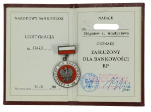 III RP, odznak za zásluhy v bankovníctve Poľskej republiky s preukazom (450)