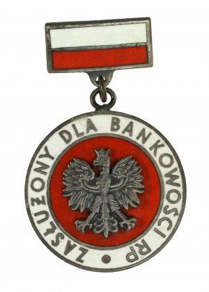 III RP, insigne du mérite bancaire de la République de Pologne avec carte (450)