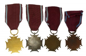 République populaire de Pologne, Ensemble de la Croix du Mérite 1950. [4 pièces] (818)