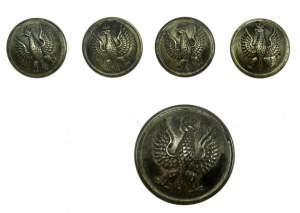 PSZnZ, a set of metal buttons from Gaunt. Total of 5 pcs. (785)