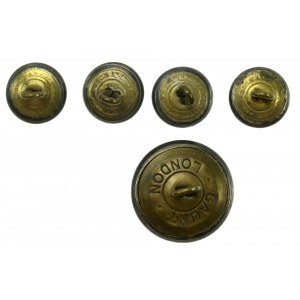 PSZnZ, Set di bottoni in metallo Gaunt. Totale 5 pezzi. (785)