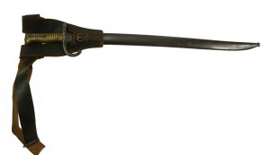 Baionetta francese per fucile Chassepot modello 1866 con fodero, alamaro e cintura, ACCETTATA (103)