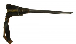 Francúzsky bodák na pušku Chassepot model 1866 s puzdrom, žabkou a opaskom, DORUČENÝ (103)