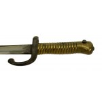Baionetta francese per fucile Chassepot modello 1866 con fodero, alamaro e cintura, ACCETTATA (103)