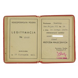 PRL, Tapferkeitskreuz 1944 mit Karte 1952 (746)