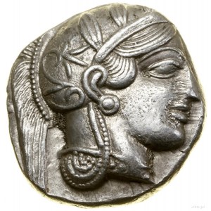 Tetradrachma, (ok. 454-404 pne), Ateny; Aw: Głowa Ateny...