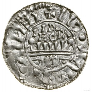 Denario, (1054-circa 1060); Av: Mezza figura di fronte con pasto...