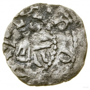 Denar, (1321-1322); Aw: Hełm w lewo, z pięcioma piórami...