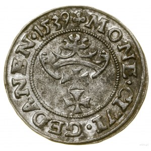 Szeląg, 1539; data zapisana małymi cyframi, w legendzie...