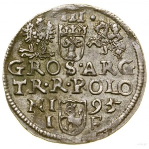 Trojak, 1595, Olkusz; trójnoga strzała za koroną, w leg...