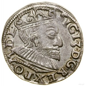 Trojak, 1592, Poznań; szeroka głowa króla, na rewersie ...