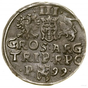Trojak, 1599, Poznań; na rewersie interpunkcja w postac...